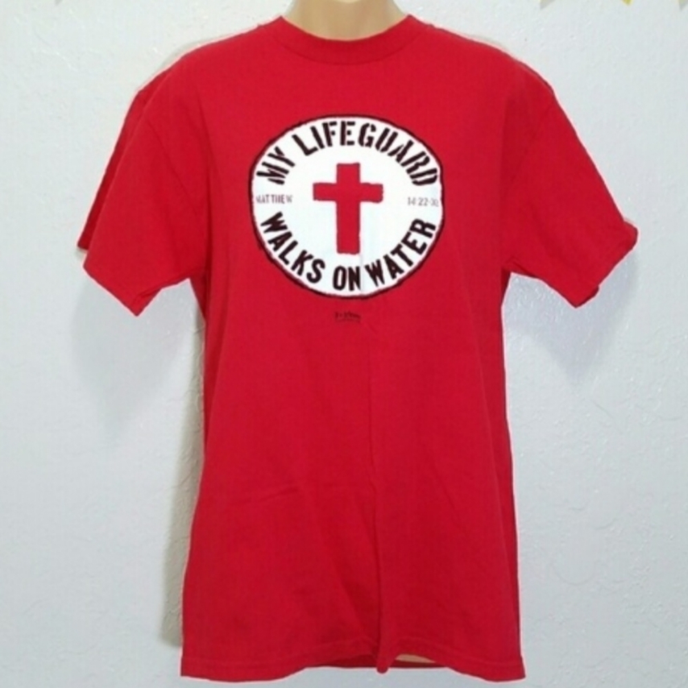 Delta Christian Jesus Tee T-Shirt "My Lifeguard Walks On Water" Women's 2X EUC
